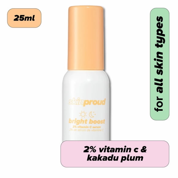 Skin Proud - Bright Boost - 2% Vitamin C Serum with Softening Vitamin B5, 100% Vegan (25ml)
