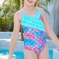 thumbnail image 2 of MIASHUI Maillots de Bain une Pièce pour Filles, Volants, Bleu Ciel, 7-8 Ans, 2 of 4