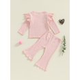 thumbnail image 3 of SUNSIOM Baby Girl 2Pcs Fall Outfits Ruffle Long Sleeve Sport Print Tops + Flare Pants Set Toddler Clothes, 3 of 6