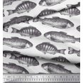 thumbnail image 2 of Soimoi White Georgette Viscose Fabric Fish Ocean Print Sewing Fabric Yard 42 Inch Wide, 2 of 2