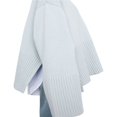 thumbnail image 2 of Women‘s Mock neck Sweaters Casual Long Sleeves Striped Print Color Block/Solid Color Side Split Loose Fit Knitted Tops, 2 of 5