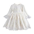 thumbnail image 1 of Qudderr Baby Kids Girls Lace Princess Dresses Long-Sleeved A-Line Dress Toddler Spring Fall Ruffle Sundress for Girls 2-8 Years, 1 of 9
