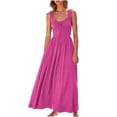 thumbnail image 1 of AherBiu Robes d'Été pour Femmes 2024 Tendance Robe Maxi Sans Manches Col en V Fluide Taille Élastique Vacances Longues Robes, 1 of 7