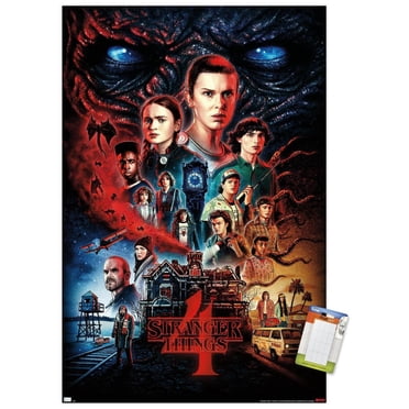 Netflix Stranger Things: Saison 4 – Une feuille 22,375" x 34" Affiche Murale avec Cadre Magnétique en Bois de Hêtre, par Trends International