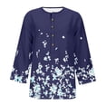 thumbnail image 4 of Womens Printed Button 3/4 Sleeve T-shirt Loose Top, 4 of 4