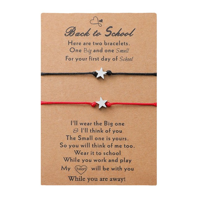 2PCS Star Bracelet Back To School Gift Bracelet Plus Card Back To School Gifts Bracelet Set For 2 First Day Of School Bracelet Mommy And Me Bracelets For Mother