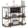 thumbnail image 1 of Gymax Vin Rack Table Café Bar Cabinet Freestanding Alcool Stand Porte-verre Rustique, 1 of 10