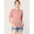 thumbnail image 3 of INSPIRE CHIC Haut Floral Élégant pour Femme à Manches Courtes Froncées, Coupe Régulière, 3 of 6