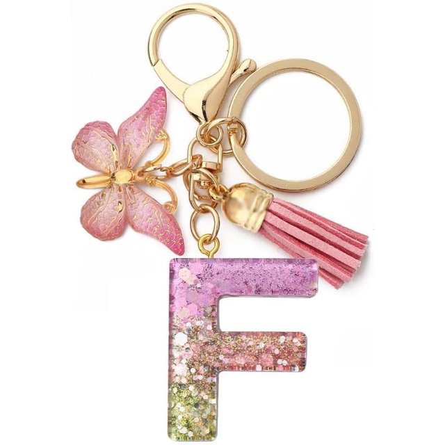 Letter Keychain,26 Letters A-Z Decorative Letter Keychain,Name Keychain for Women Girls Men Teenager Gift