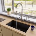 thumbnail image 1 of Pemberly Row Black 33" Single Bowl Undermount Granite Composite Kitchen Sink, 1 of 9