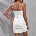 thumbnail image 3 of Women Sleeveless Mini Dress Adjustable Spaghetti Straps Drawstring Party Club Satin Dress, 3 of 8