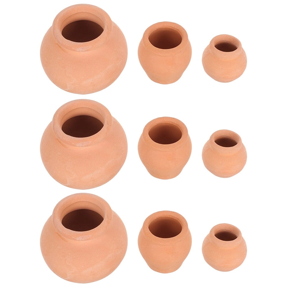 LEEYNEER 9pcs Mini Terracotta Clay Flower Pots Tiny Cactus Pots Small  Planter Nursery Plant Pot for Home