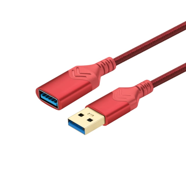 Câble d'Extension USB 3.0 15 Pi, ROFAY Cordon USB A Mâle vers Femelle Prolongateur Durable Tressé à Haut Débit de Transfert Compatible avec Imprimante, Clavier USB, Clé/disque Dur, Rouge