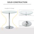 thumbnail image 4 of HOMCOM Round Dining Table, Modern Kitchen Table with Tempered Glass Top, Silver, 4 of 10