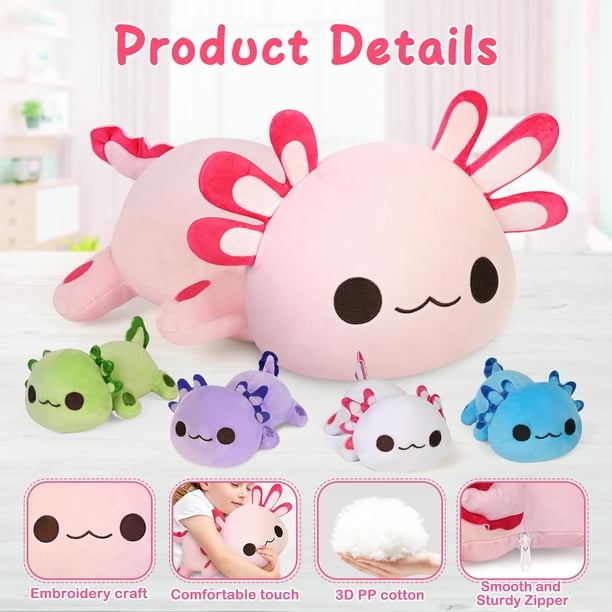 Acheter 23-80cm Kawaii Axolotl Peluche Douce Peluche Salamandre Hexagonale Dinosaure Peluche Jouet Décoration de Maison Cadeau de Noël pour Enfants