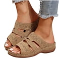 thumbnail image 4 of Commforr Womens Sandals With Arch Support, Women's Orthopedic Sandals with Arch Support - Slip-On Wedge Platform Summer Shoes, Non-Slip Beach Shoes & Breathable Design, Light Brown, 6, 4 of 7
