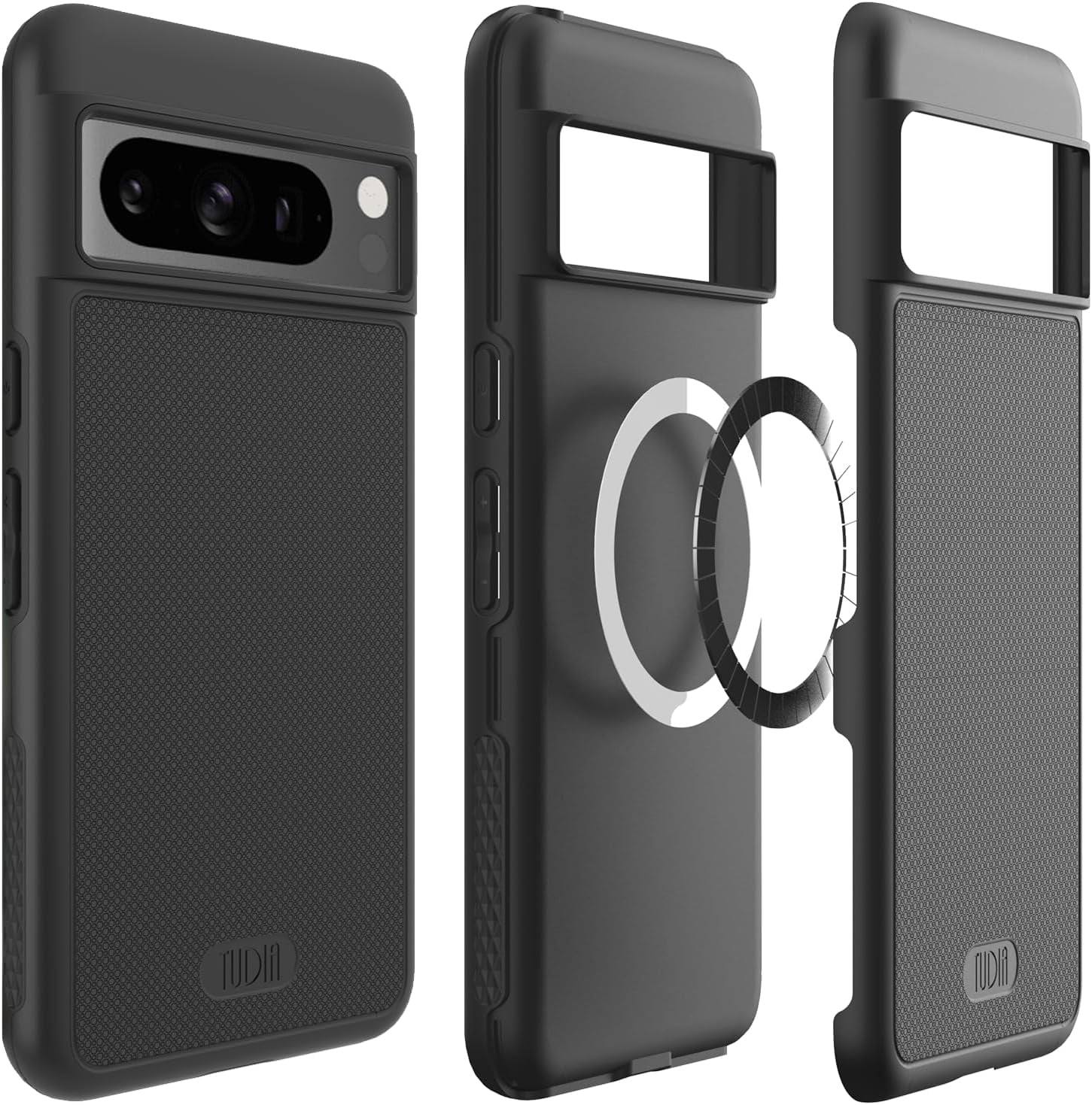 Phone Case for Google Pixel 8 Pro, TUDIA [MergeGrip] [MagSafe Compatible] Military Grade Dual Layer Heavy Duty [Built-in Magnet] Phone Case Cover (Matte Black)