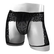 FhsagQ Underwear Mens Underwear Solid Color Comfortsoft Men's Personality Fashion Casual Lace Thong Seductive Underwear Pouch Pouch Flat Gaiter Briefs Mens Underwear Trunks Pack Comfortsoft Black XL