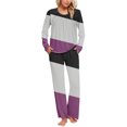 thumbnail image 2 of Yuyuzo Womens Pajama Sets 2 Piece Color Block Long Sleeve Crew Neck Tops Lounge Pants with Pockets, 2 of 6