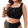 thumbnail image 1 of Birdeem Solid Color Lace-Up Strapless Plus Size Swimsuit Top for Women Beach, 1 of 12