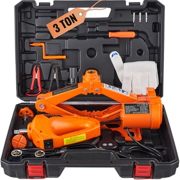 KFFKFF Levage de Véhicule Motorisé, 3 Tonnes/6600 lbs Ciseaux avec Clé de Couple Électrique, Levage de Véhicule 12V avec Selles Jumelles et Télécommande, Levage Auto Compact Adapté pour Berline, SUV, Pneu de Camion