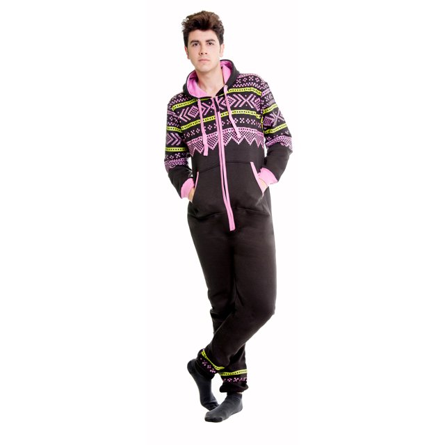 Mens Fashion Adult Jumpsuit One Piece Non Footed Pajamas