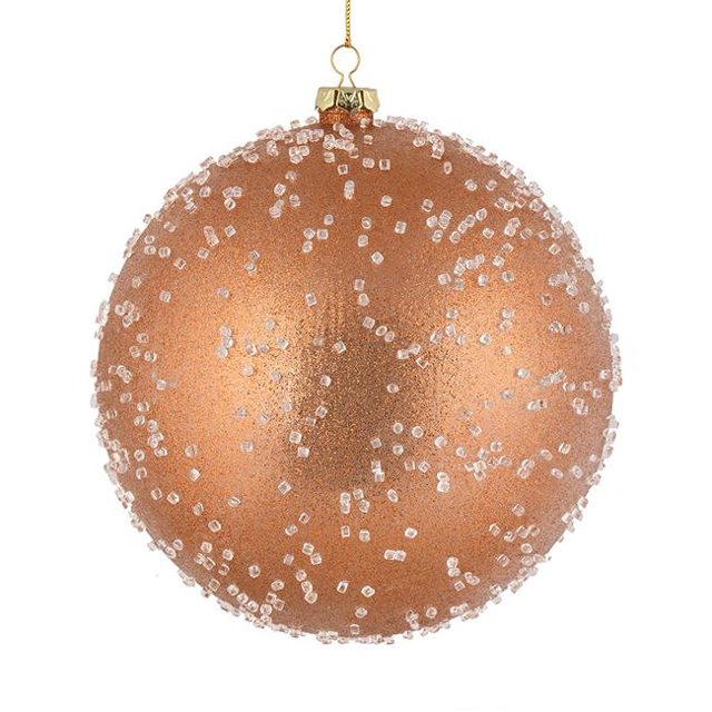 Vickerman N185458 8 in. Rose Gold Ice Ball Ornament 2 per Bag
