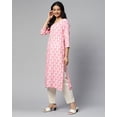 thumbnail image 3 of DWEEP SARA Women’s Pink Paisley Print Straight Kurta M/38 Ethnic Tunic Top 3/4 Sleeves Casual Festive Wear, 3 of 7