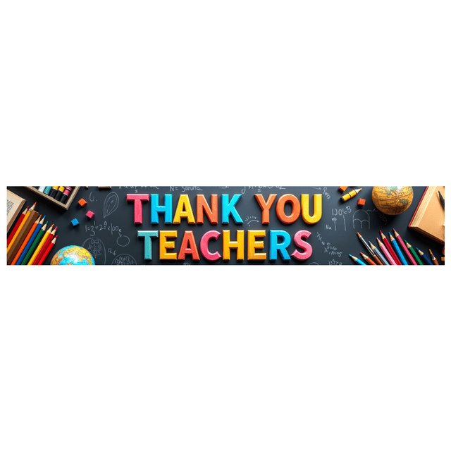 Colorful Thank You Teachers Backdrop Banner, Teacher Appreciation Day Decor, Education Theme Background, for Classroom Celebrations Teacher Parties Photo Props