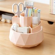 Uscallm Rotating Pen Holder Desktop Organizer Large Capacity Plastic Stationery Storage Box Compartmentalized For Study Office Supplies And Home Desk