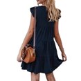 thumbnail image 2 of Faithtur Robe Plissée Décontractée pour Femmes, Adultes Printemps Couleur Unie Col Rond Manches Courtes une Pièce, 2 of 3
