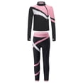 thumbnail image 3 of XUNZOO Kids Girls Long Sleeve Zipper Coat Shiny Rhinestones Contrast Color Patchwork Jacket With Leggings Figure Skating Dance Suit Pink 6, 3 of 7