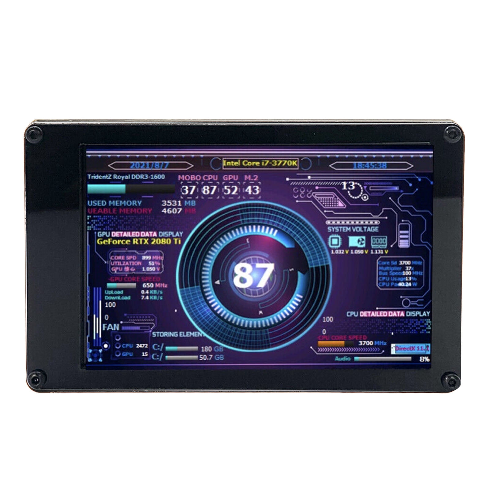 PC Temperature Display, 320x480 IPS USB 3.5in Screen Computer Temp Monitor Clear Image For PC