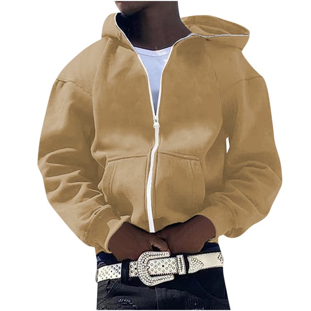 TIMIFIS Men's Zipper Hoodie Sweatshirt Jacket Fall Fashion Solid Lightweight Long Sleeve Jacket with Pockets