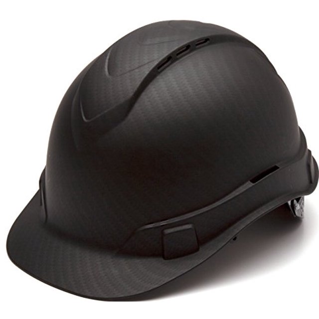 Pyramex Ridgeline Vented Cap Style 4 Pt Ratchet Suspension Hard Hat, Black Graphite Pattern
