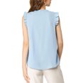 thumbnail image 3 of INSPIRE CHIC Women's Ruffled Sleeveless Pullover V- Neck Work Blouses Tops M Blue, 3 of 8