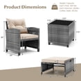 thumbnail image 3 of Costway 5 PCS Patio Rattan Furniture with 2 Ottomans & Tempered Glass Coffee Table Beige, 3 of 10