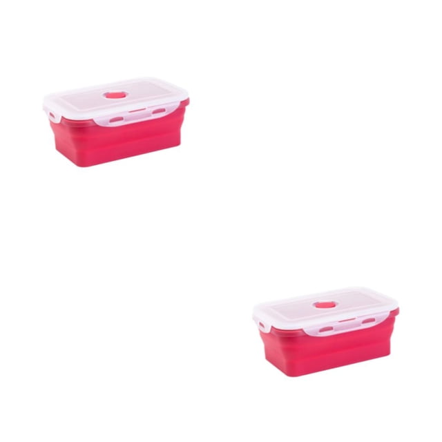 mmirethe Facile à Transporter pour Bureau Ou Extérieur Boîte de Conservation Compacte en Gel de Silice Scellée Boîte à Lunch pour Micro-Ondes Boîte à Lunch en Silicone Rouge 350 ml Ensemble de 2