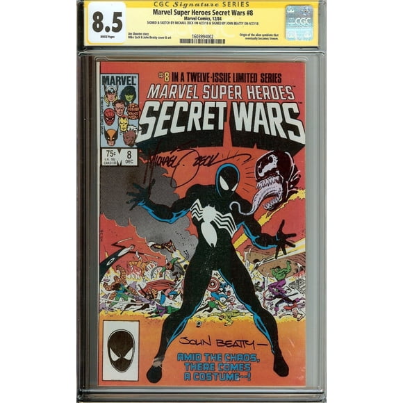 Secret Wars #8 CGC 8.5 Signed Mike Zeck John Beatty 1st Black Costume. Venom