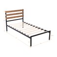 thumbnail image 3 of Costway Lit Plateforme en Métal Format Simple Base de Matelas Tête de Lit en Bois, 3 of 9