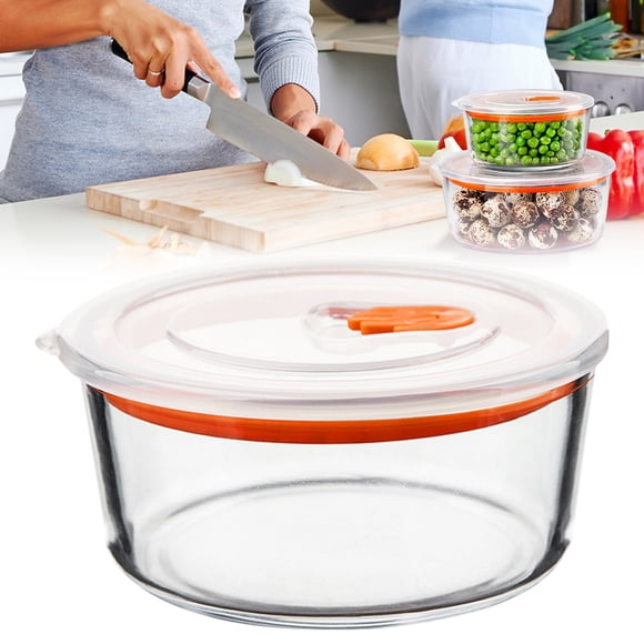 Glass Baking Dish with Free Lid, 4.1" Deep Pan for Casserole Lasagna, Oven Freezer Microwave Safe, Transparent Food Storage Container for Potluck, Leak-Proof Lid, Orange, By Harlik