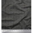 thumbnail image 1 of Soimoi Gray Velvet Fabric Maze Cube Geometric Print Sewing Fabric Yard 58 Inch Wide, 1 of 3