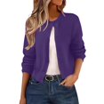 thumbnail image 1 of ManxiVoo Cardigan Court à Boutons pour Femmes, Manches Longues, Col Ras du Cou, Chandail Tricoté, Mignon, Tenue Décontractée, Taille TG, Violet, 1 of 7
