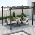 thumbnail image 3 of Costway Auvent Rétractable en Aluminium pour Pergola Extérieure 10 X 12 Pi Abri Treillis à Vignes Beige, 3 of 10