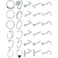 thumbnail image 1 of Briana Williams 20g Nose Rings Studs L Shape Nose Ring Set Diamond Heart Piercing Jewelry, 1 of 4