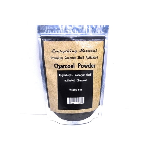 Coconut Activated Charcoal Powder, Large 8 Oz. Ultra Fine . Food Grade, Natural Teeth Whitener, Rejuvenates Skin, Detoxifier