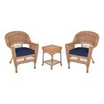 thumbnail image 1 of Jeco 3 Piece Resin Wicker Patio Conversation Set in Honey and Blue, 1 of 10