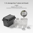 thumbnail image 1 of 7-Piece 1.1L Black Portable Storage Containers Set: Compact, Durable Organizers for Camping, BBQ Tools, Condiment Bottles & Small Items – Removable Lid, Easy Clean, Indoor/Outdoor Use, 1 of 6