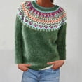thumbnail image 3 of VKOYWKM Soldes de Liquidation Chandails Fair Isle pour Femmes Vintage Chandails Tricotés à Manches Longues Décontractés à Col Rond Chandails à Enfiler Hauts Automne Hiver Hauts de Saut, 3 of 5