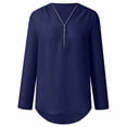 thumbnail image 4 of TIMIFIS Mode Automne pour Femmes Chemises d'Été à Manches Longues pour Femmes Tunique Décontractée à Fermeture Éclair Col en V Blouse à Manches Roulables Hauts Blouses pour Femmes, 4 of 7